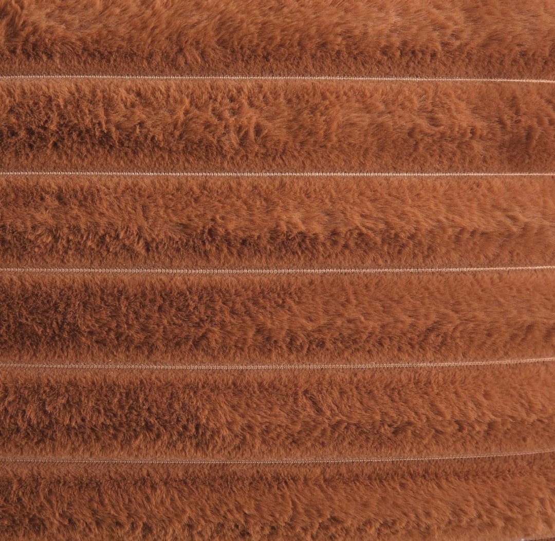 AEROHAVEN Faux Rabbit Fur Striped Throw Pillow Covers Brown Velvet Cushion Covers 16x16 Inch (2pcs)