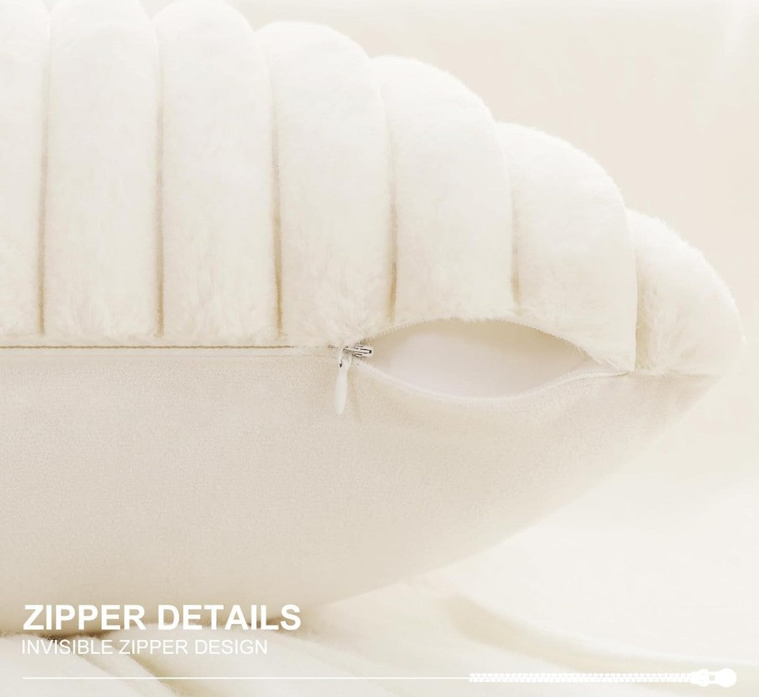 AEROHAVEN Faux Rabbit Fur Striped Throw Pillow Covers Brown Velvet Cushion Covers 16x16 Inch (2pcs)