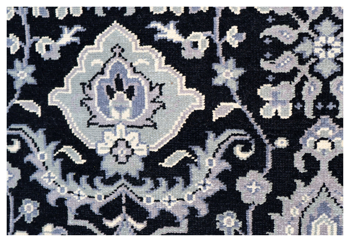 Black Grey Ivory Toushak Floral Arabesque Wool Hand Knotted Traditional 8x10 Area Rug