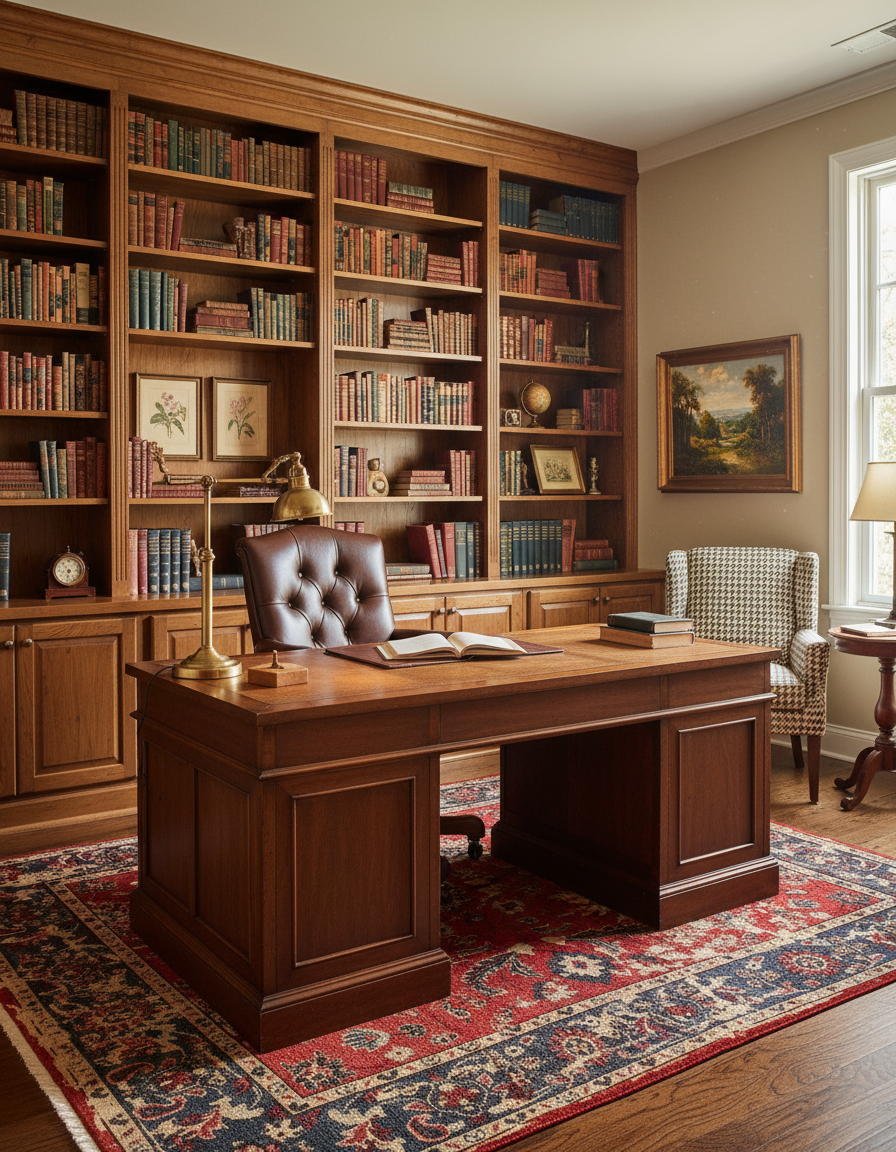 Vintage Antique Red Navy Blue 8x10 Hand Knotted Wool Area Rug - Persian Floral Style