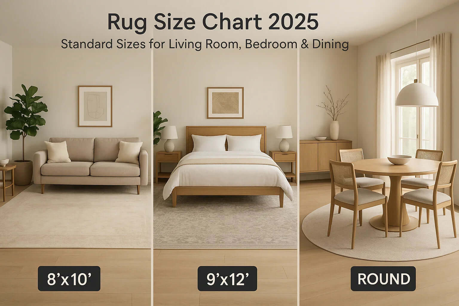 Rug Size Chart Standard Rug Sizes for Living Room, Bedroom & Dining