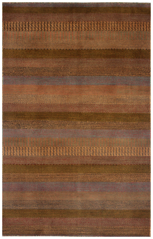 Multicolor Striped 3x16 and 3x10 Hand Knotted Wool Runner Rug.