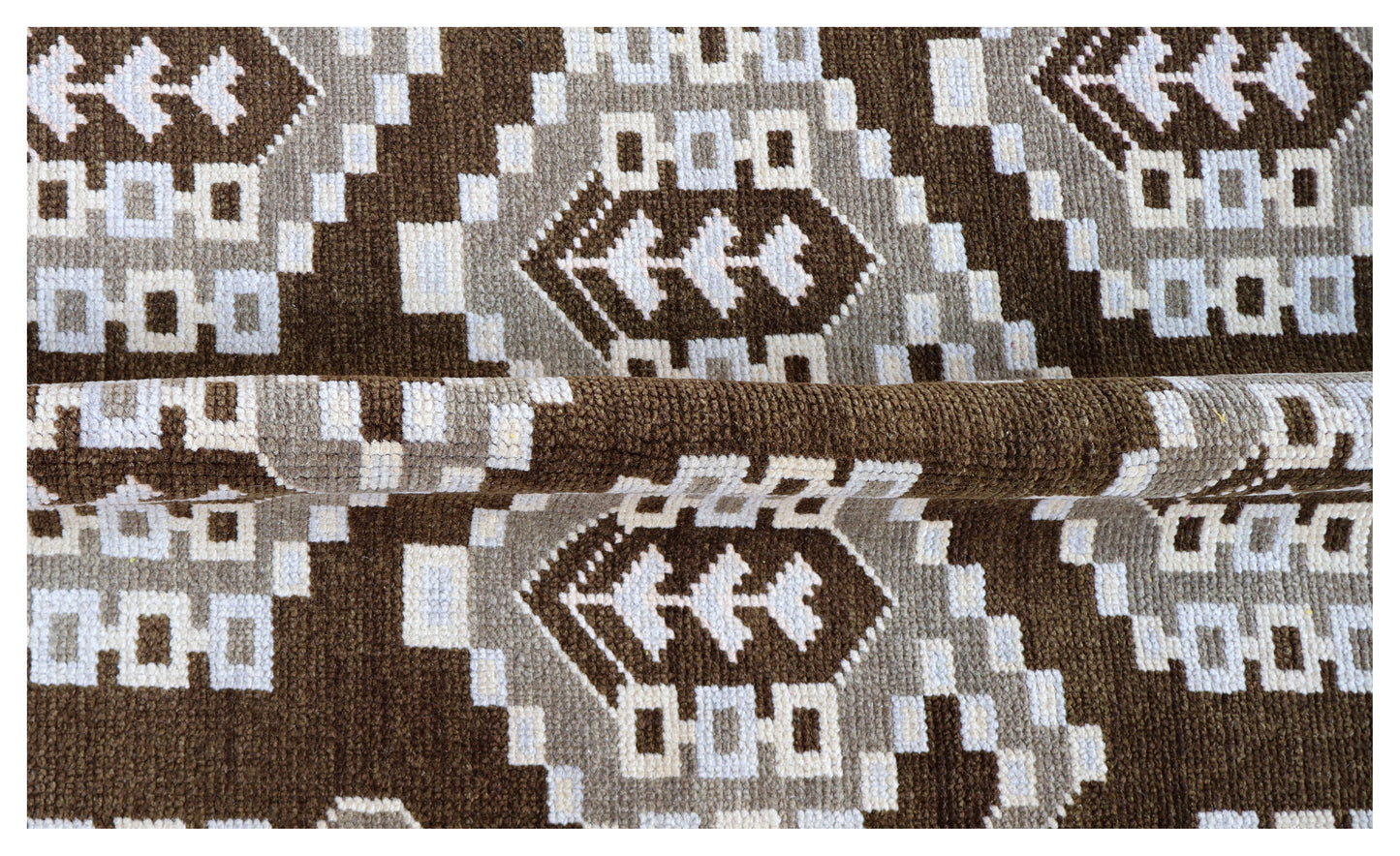 Brown Ivory Tan Geometric Khotan Hexagonal Trellis Wool Hand Knotted Traditional 8x10 Area Rug