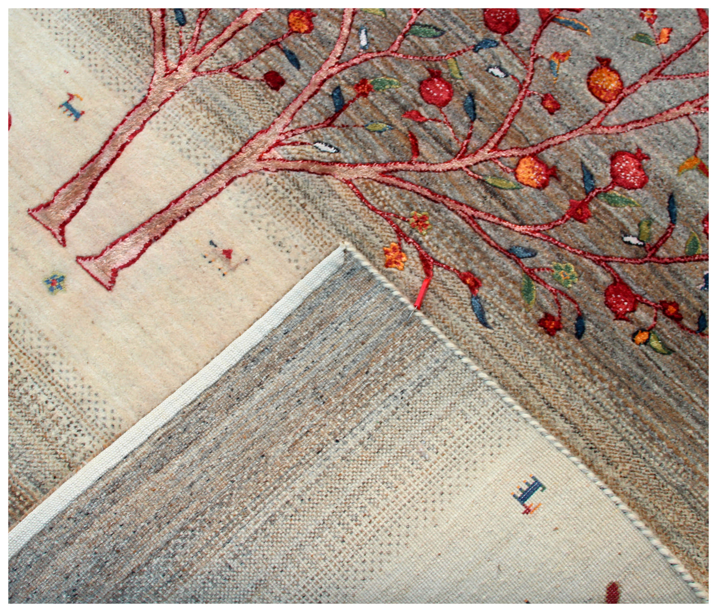 Gabbeh Tree of Life Ivory Grey 5.6x8 Area Rug - Hand Knotted