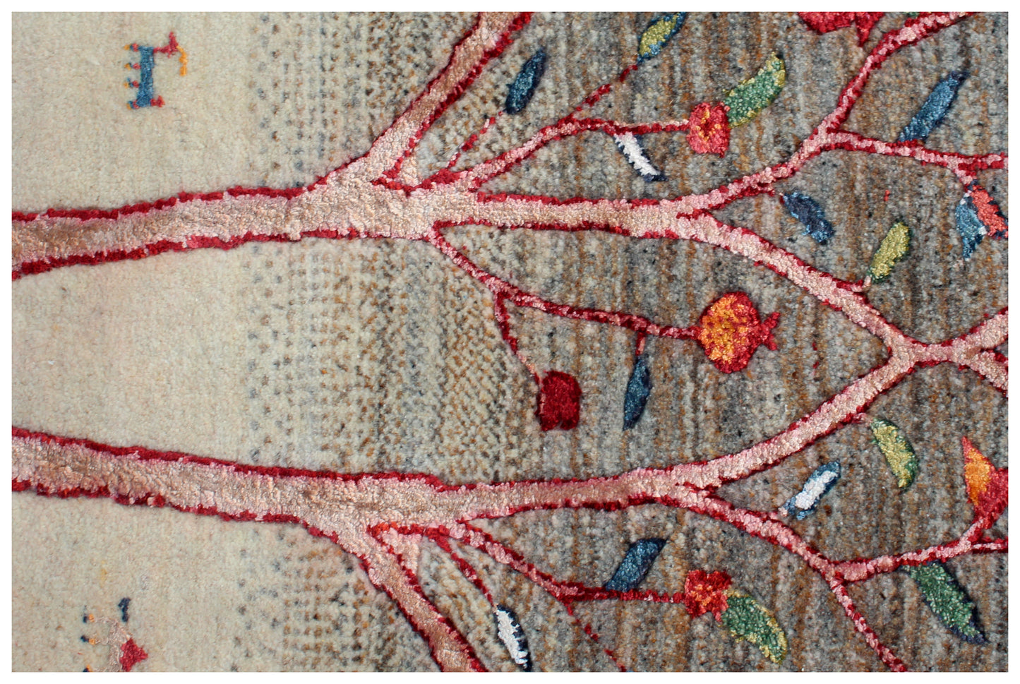 Gabbeh Tree of Life Ivory Grey 5.6x8 Area Rug - Hand Knotted