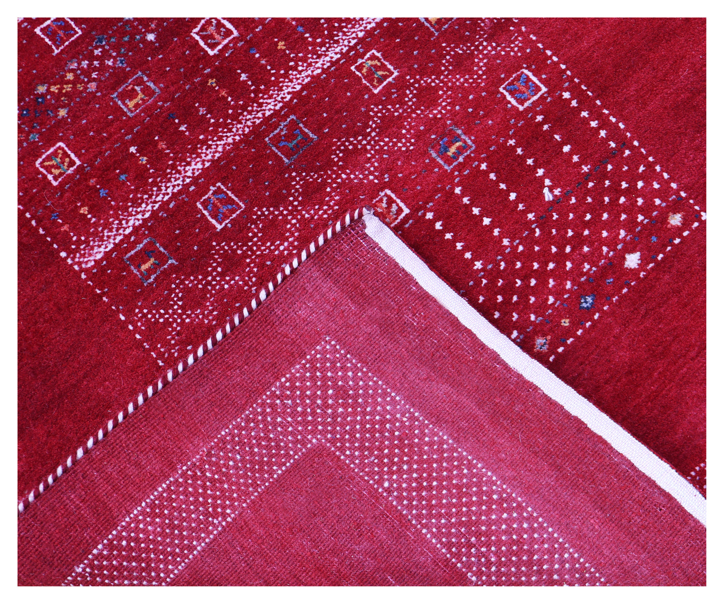 Red Gabbeh Tonal Medallion Panel Hand Knotted Wool Traditional 4x6 Area Rug