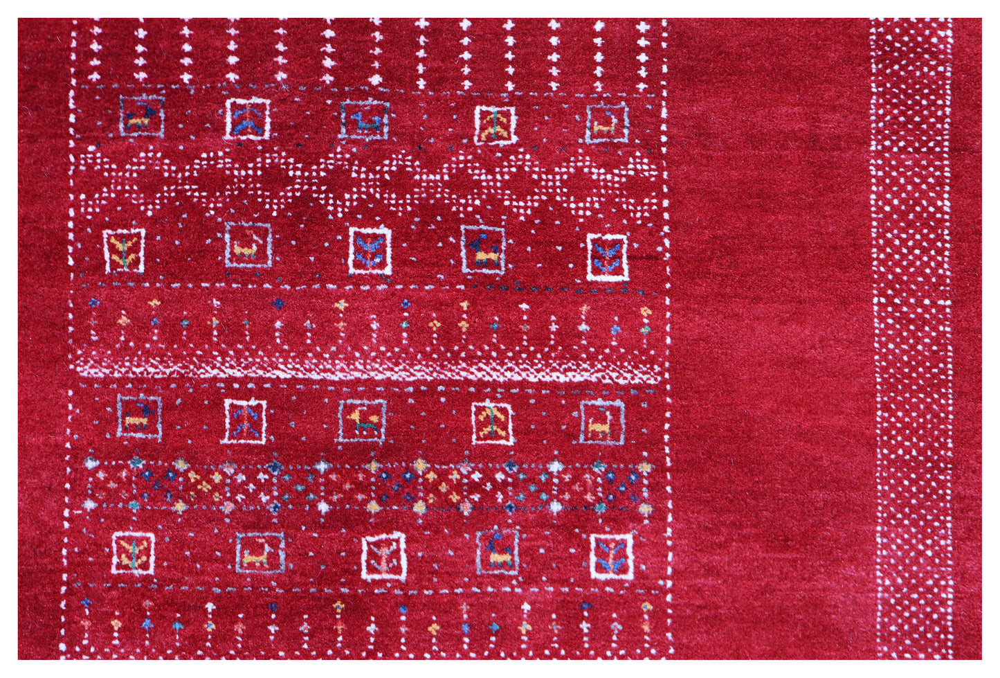 Red Gabbeh Tonal Medallion Panel Hand Knotted Wool Traditional 4x6 Area Rug