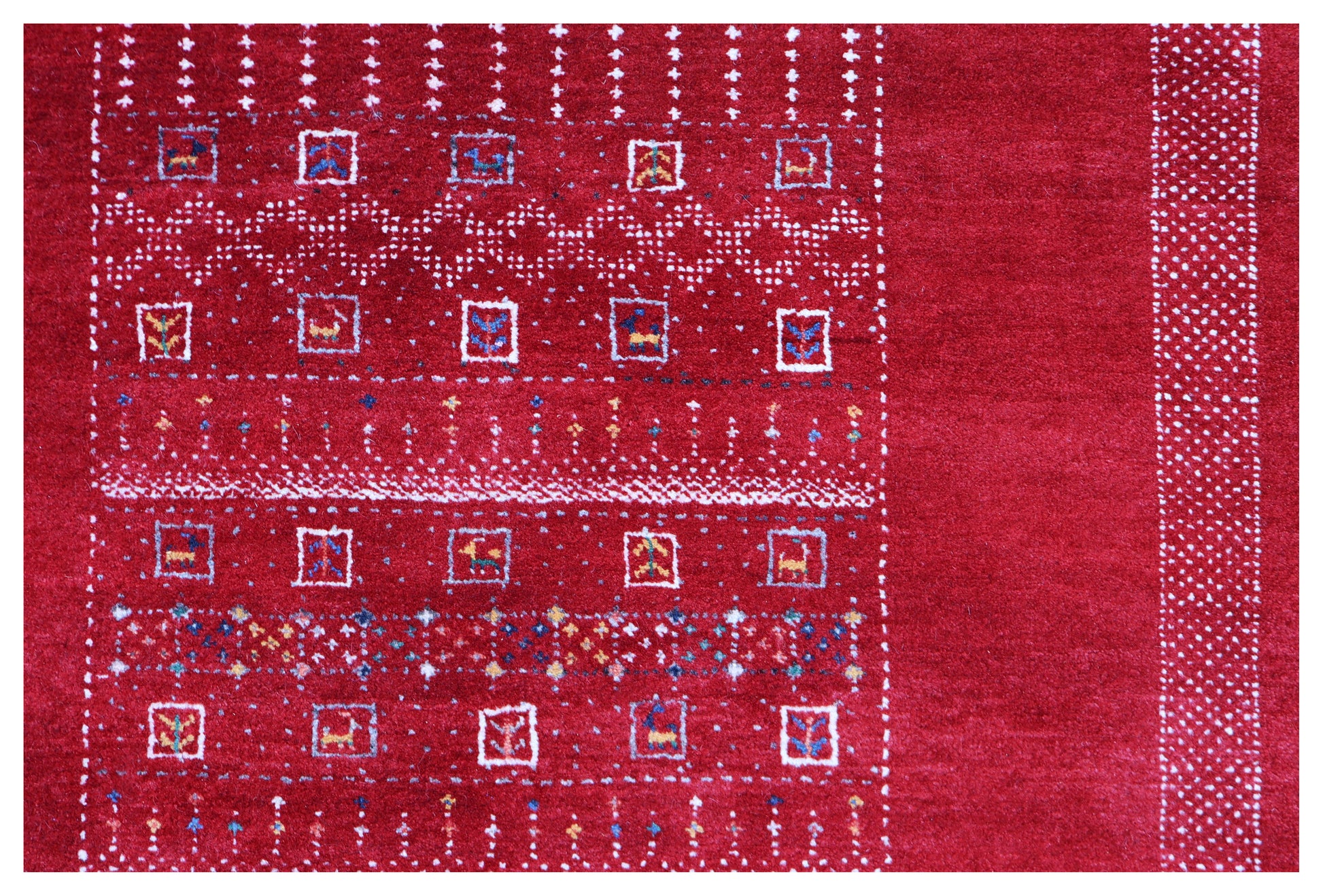 Red Gabbeh Tonal Medallion Panel Hand Knotted Wool Traditional 4x6 Area Rug