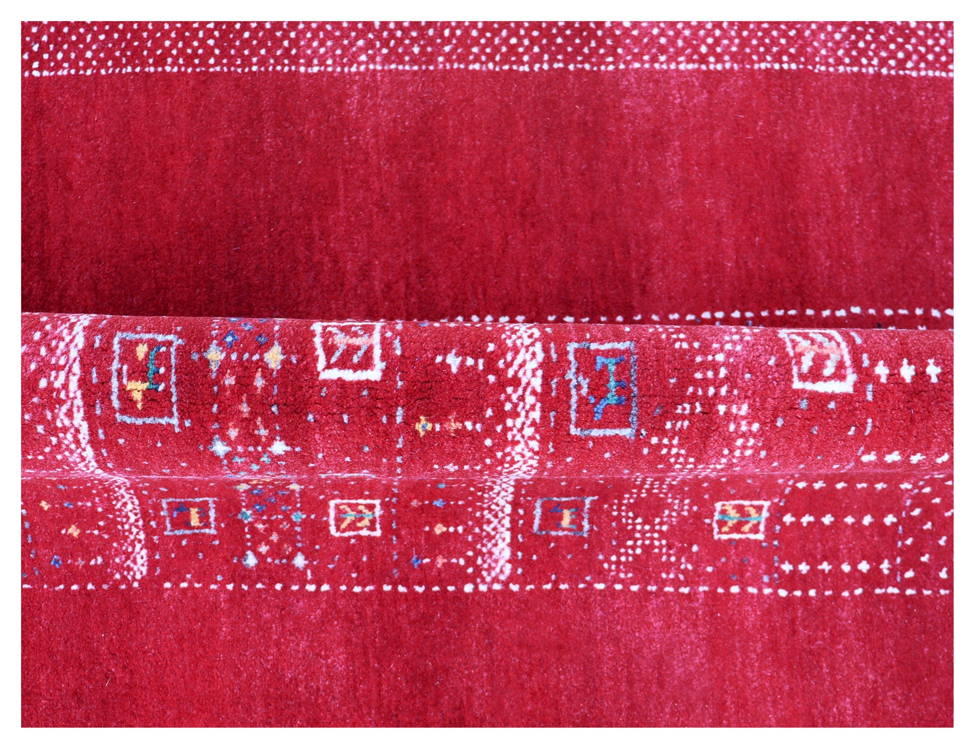 Red Gabbeh Tonal Medallion Panel Hand Knotted Wool Traditional 4x6 Area Rug