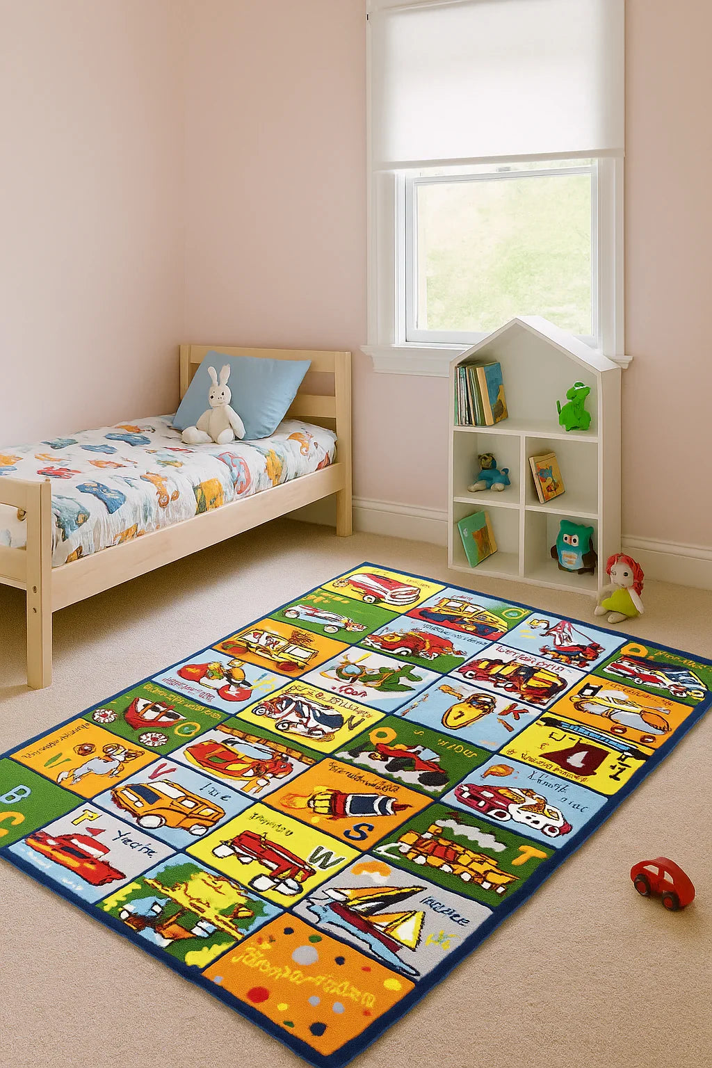 Playful Kids' Hand-Tufted Transportation Alphabet Multi Size Area Rug.