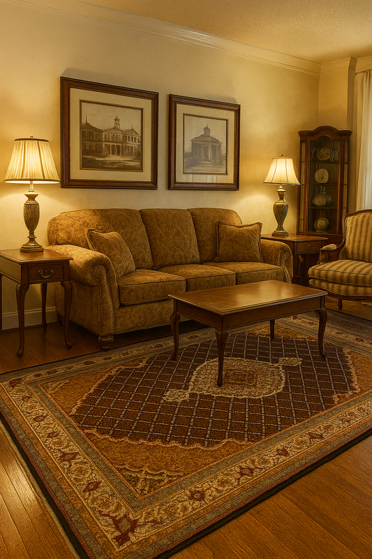Traditional Heriz 5x8 Hand Knotted Wool Rug – Brown, Rust, Ivory & Gold Medallion Design