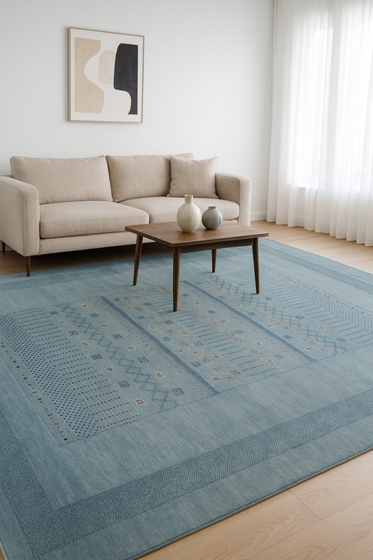 8.6x11.6 Teal Traditional Gabbeh Tribal design Hand Knotted Wool Area Rug