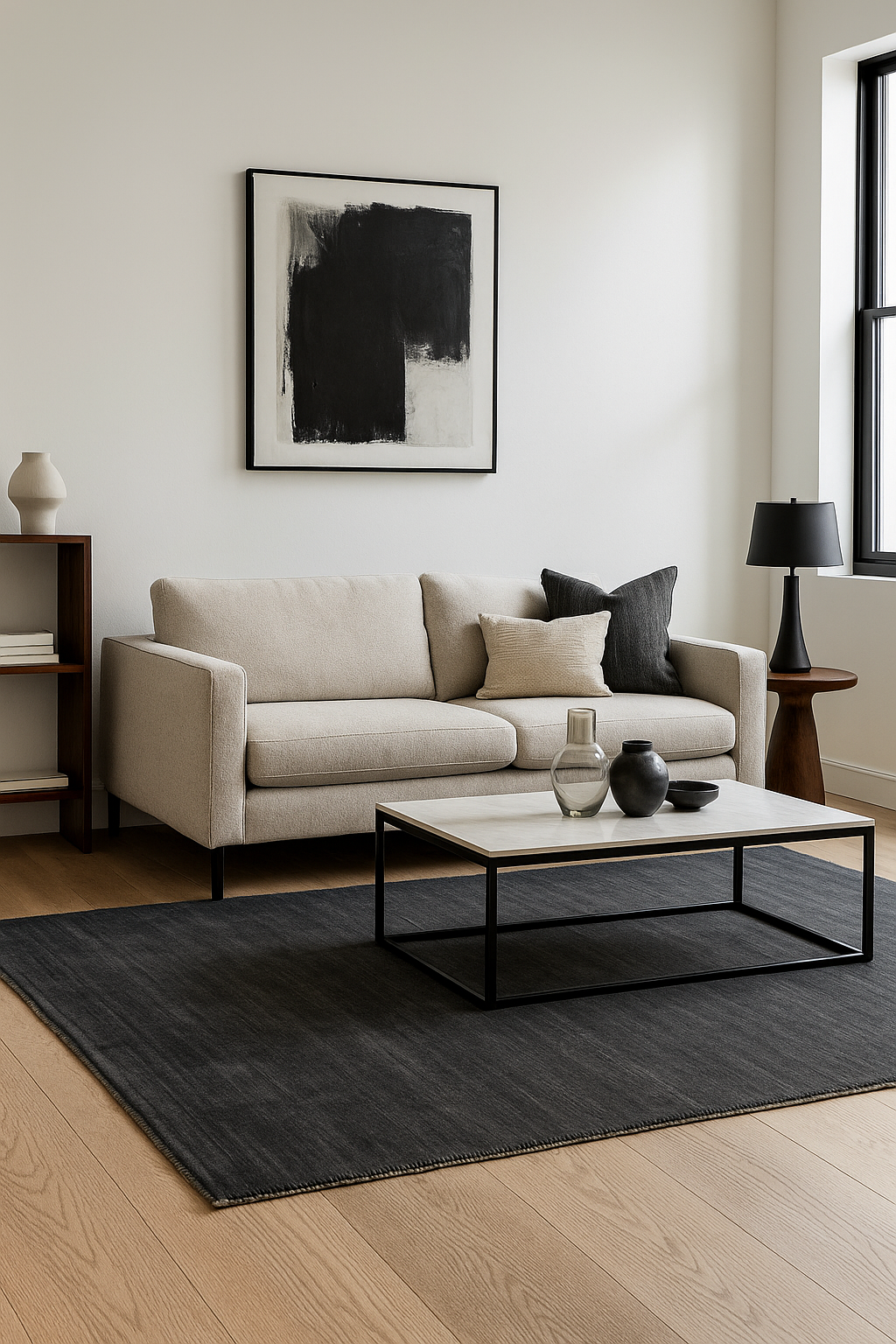 Modern Solid Gray Handloom Custom made wool area rug.