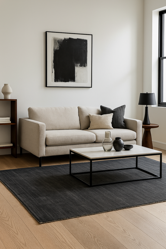 Modern Solid Gray Handloom Custom made wool area rug