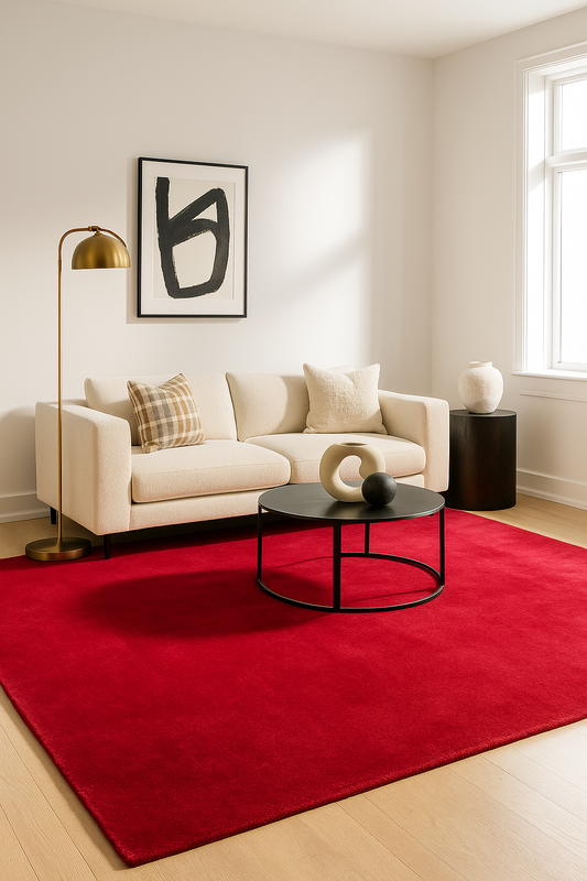 Custom Made Modern Solid Maroon Handloom Wool Area Rug