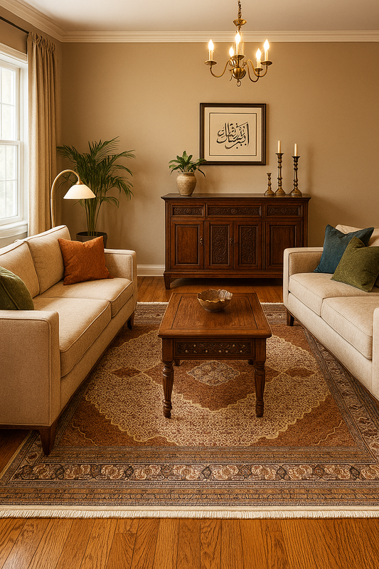 Fine Hand Knotted Premium look Brown Ivory and Gold Traditional Heriz medallion design multi size wool area rug