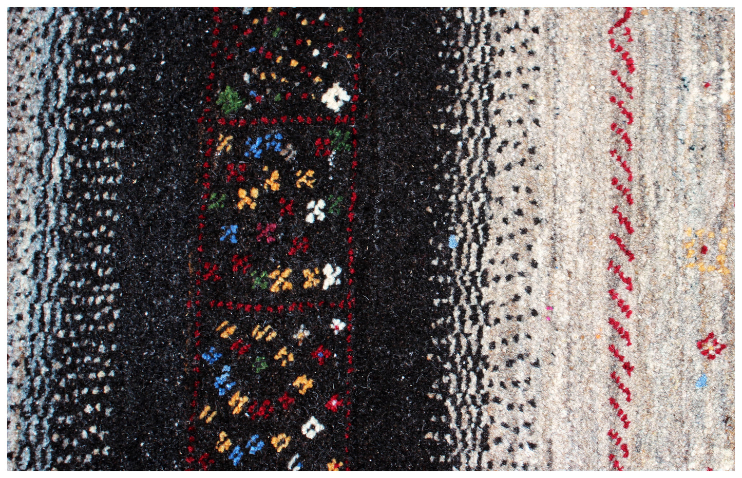 Hand Knotted Gabbeh Tribal Wool Rug 6.6x10 Multi Color Horizontal Stripes