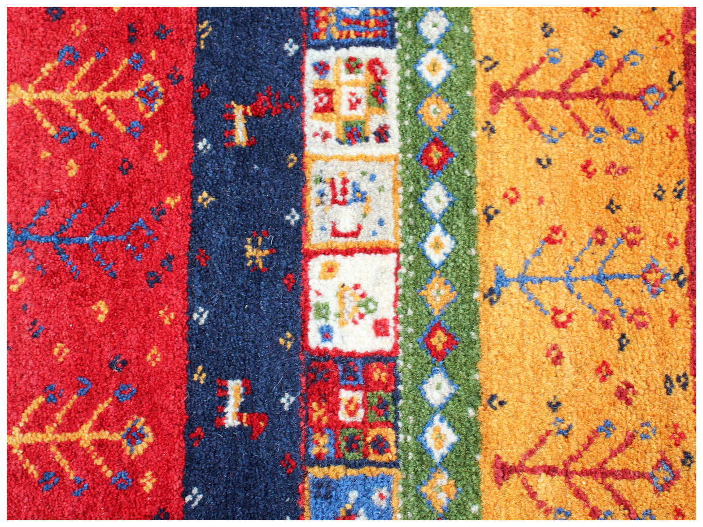 Hand Knotted Gabbeh Tribal Wool Rug 5.6x8 Navy Blue Red Multi Horizontal Stripes