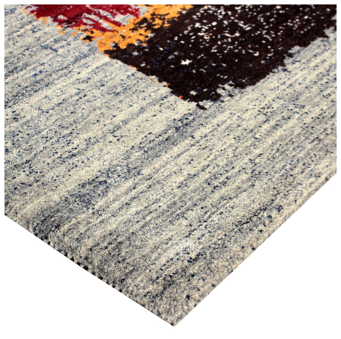 Hand Knotted Contemporary Abstract Wool Rug 5.6x8 Grey Red Brushstroke
