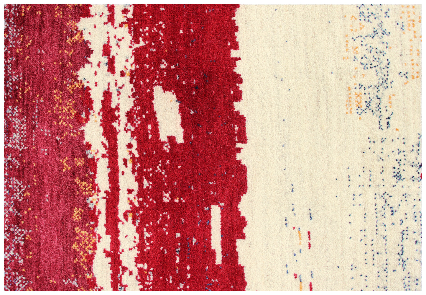 Hand Knotted Contemporary Abstract Wool Rug 5.6x8 Grey Red Brushstroke