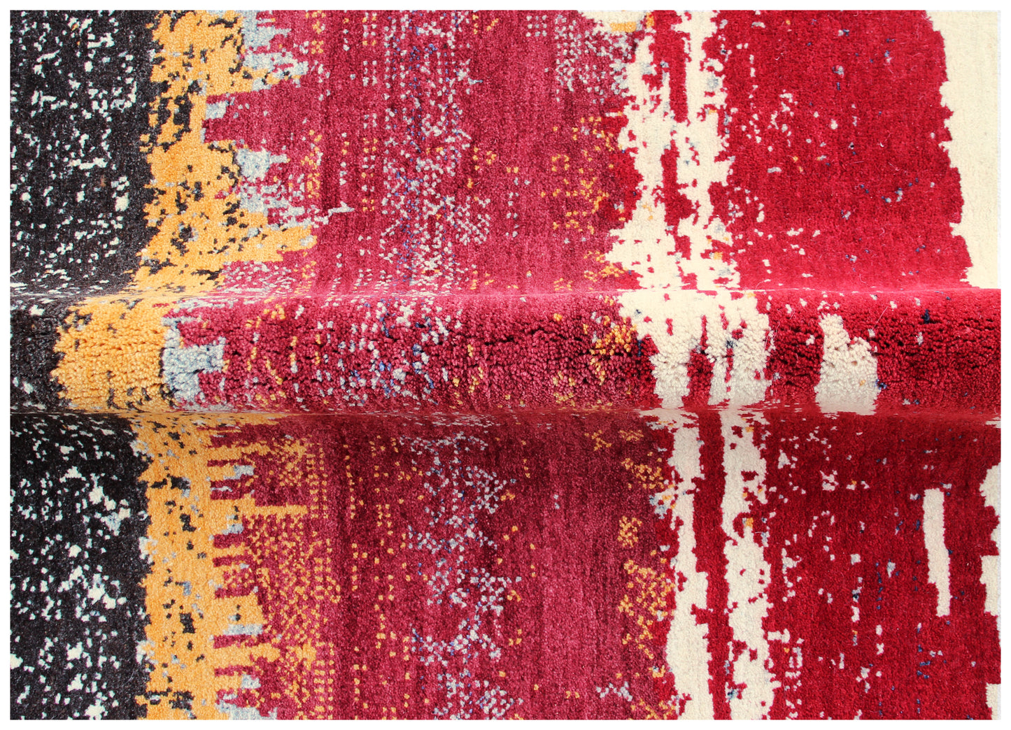 Hand Knotted Contemporary Abstract Wool Rug 5.6x8 Grey Red Brushstroke