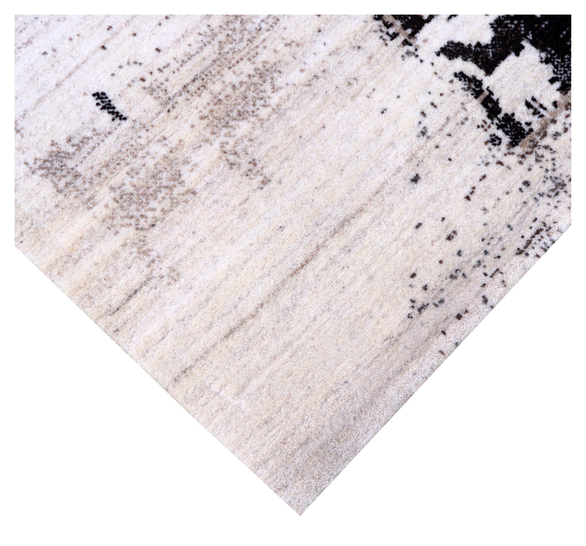 Ivory White Modern Abstract Expressionist Column Hand Knotted Wool Contemporary 5.6x8 Area Rug
