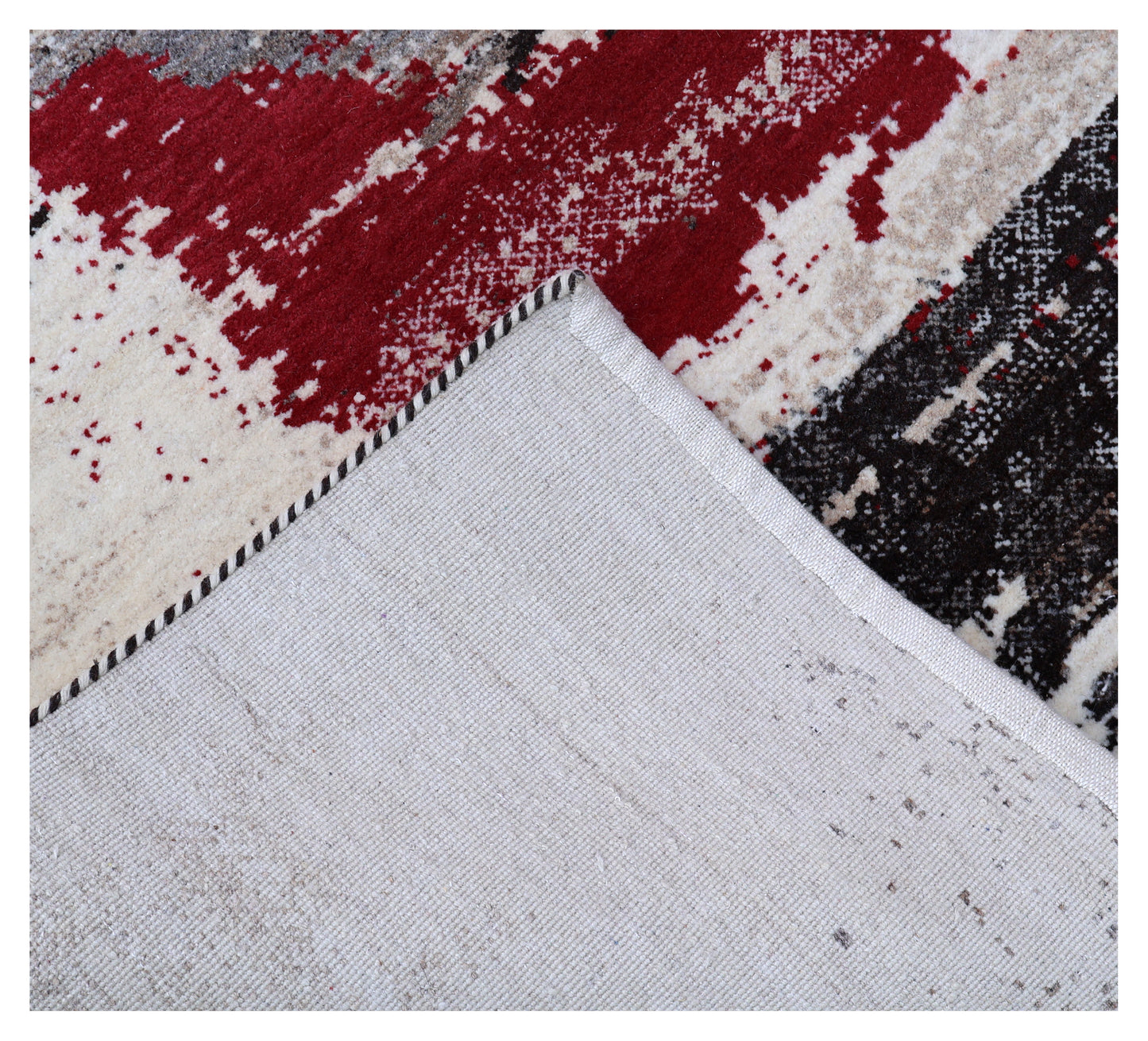 Ivory White Modern Abstract Expressionist Column Hand Knotted Wool Contemporary 5.6x8 Area Rug