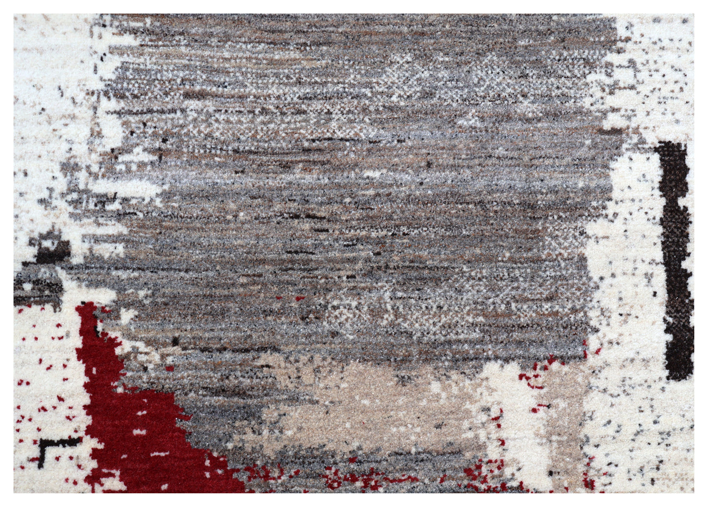 Ivory White Modern Abstract Expressionist Column Hand Knotted Wool Contemporary 5.6x8 Area Rug