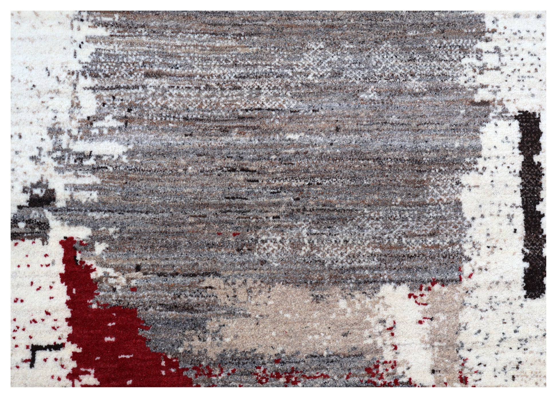 Ivory White Modern Abstract Expressionist Column Hand Knotted Wool Contemporary 5.6x8 Area Rug