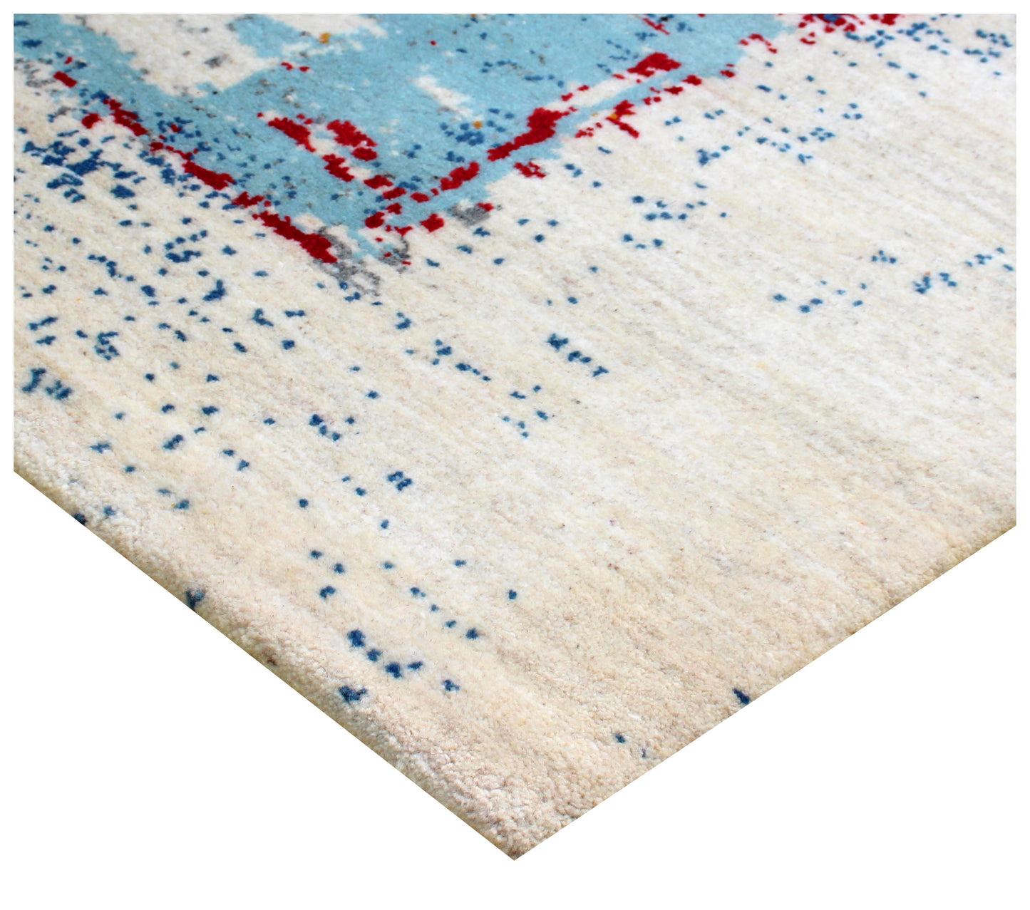 Hand Knotted Ivory Red Modern Abstract 5.6x8 Area Rug