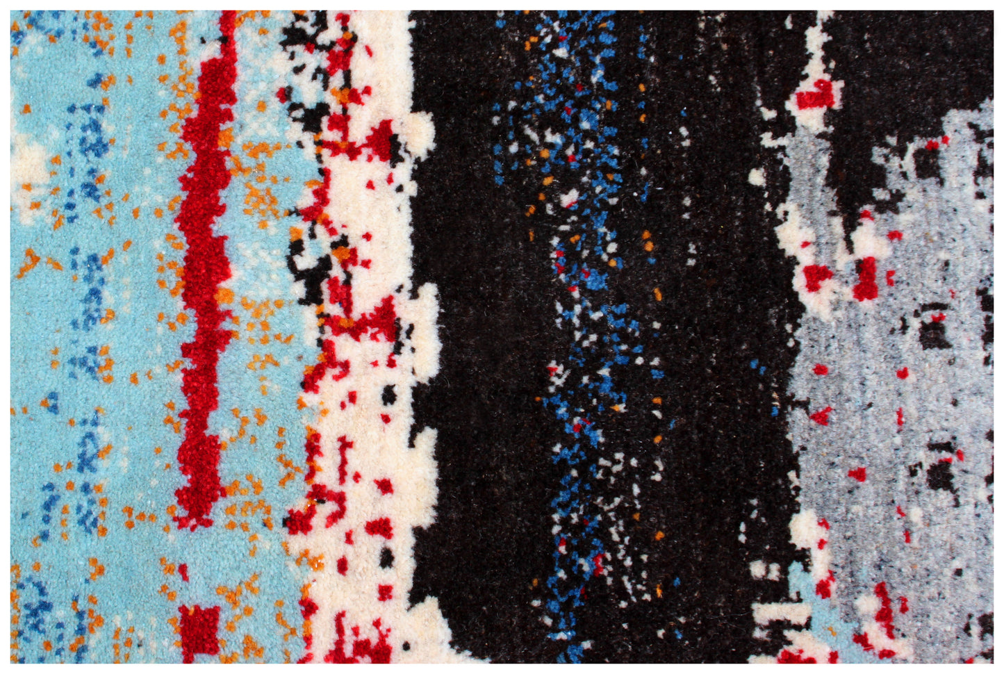 Hand Knotted Ivory Red Modern Abstract 5.6x8 Area Rug