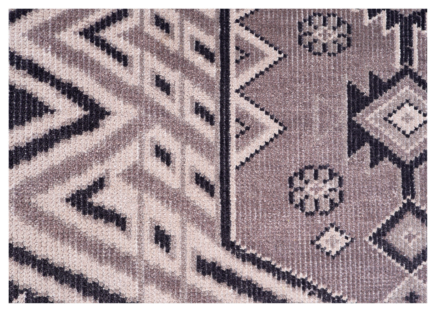 Lavender Grey Ivory Charcoal Caucasian Double Medallion Tribal Wool Hand Knotted Vintage 8x10 Area Rug