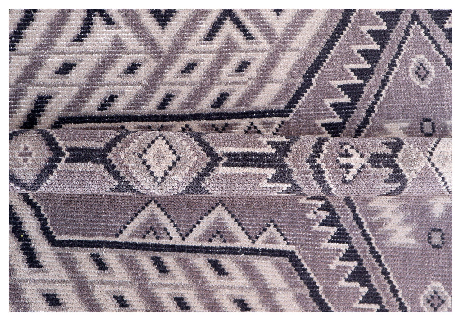 Lavender Grey Ivory Charcoal Caucasian Double Medallion Tribal Wool Hand Knotted Vintage 8x10 Area Rug