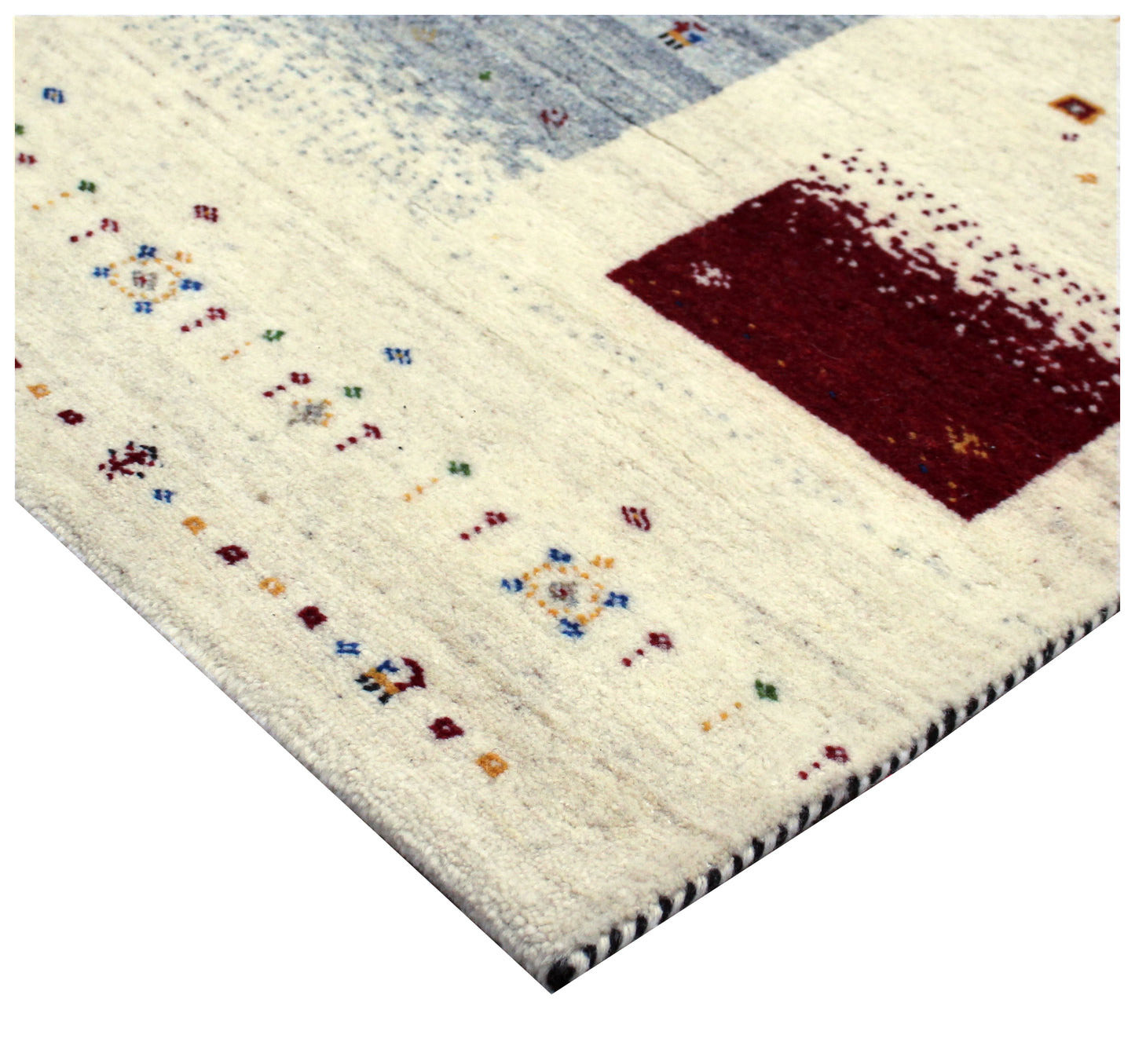 Hand Knotted Gabbeh Tribal Wool Rug 8x10 - Grey Multi Color Border