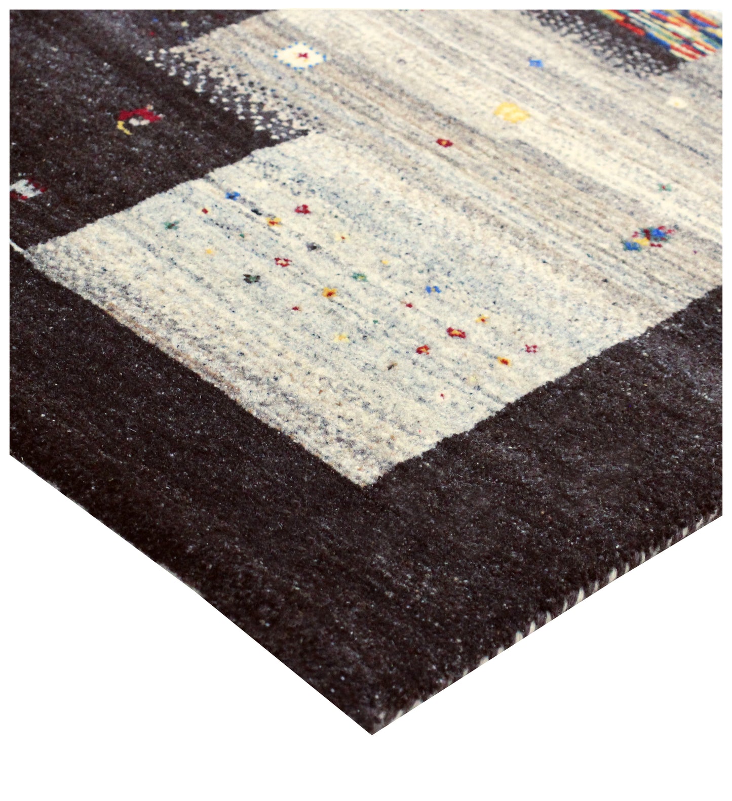 Hand Knotted Contemporary Gabbeh Patchwork Wool Rug 8x10 - Black Multi