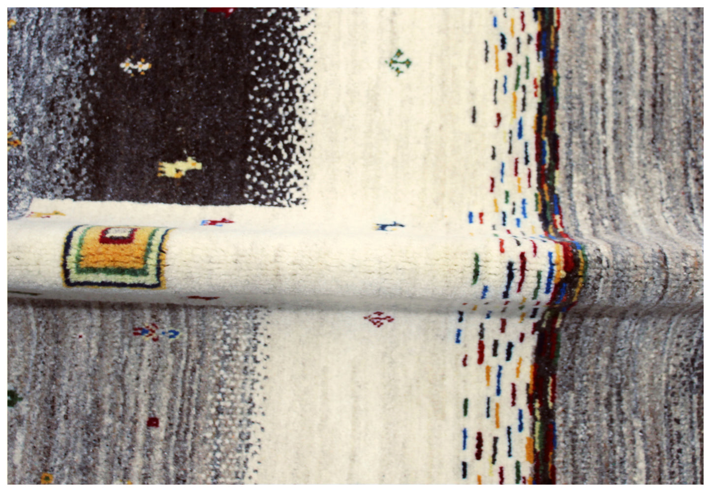 Hand Knotted Contemporary Gabbeh Patchwork Wool Rug 8x10 - Black Multi