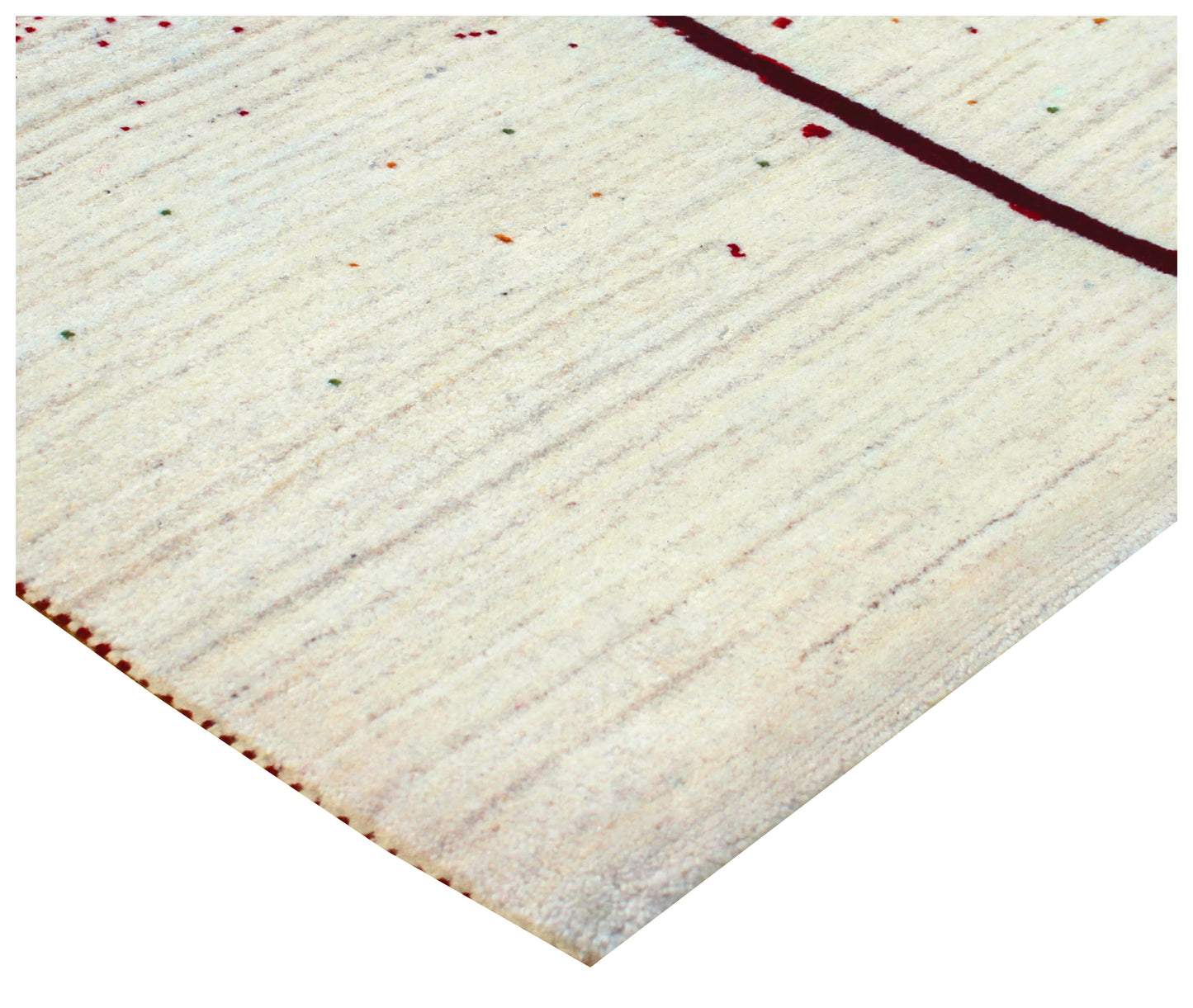 Ivory Red Floral Modern Abstract Hand Knotted 5.6x8 Area Rug