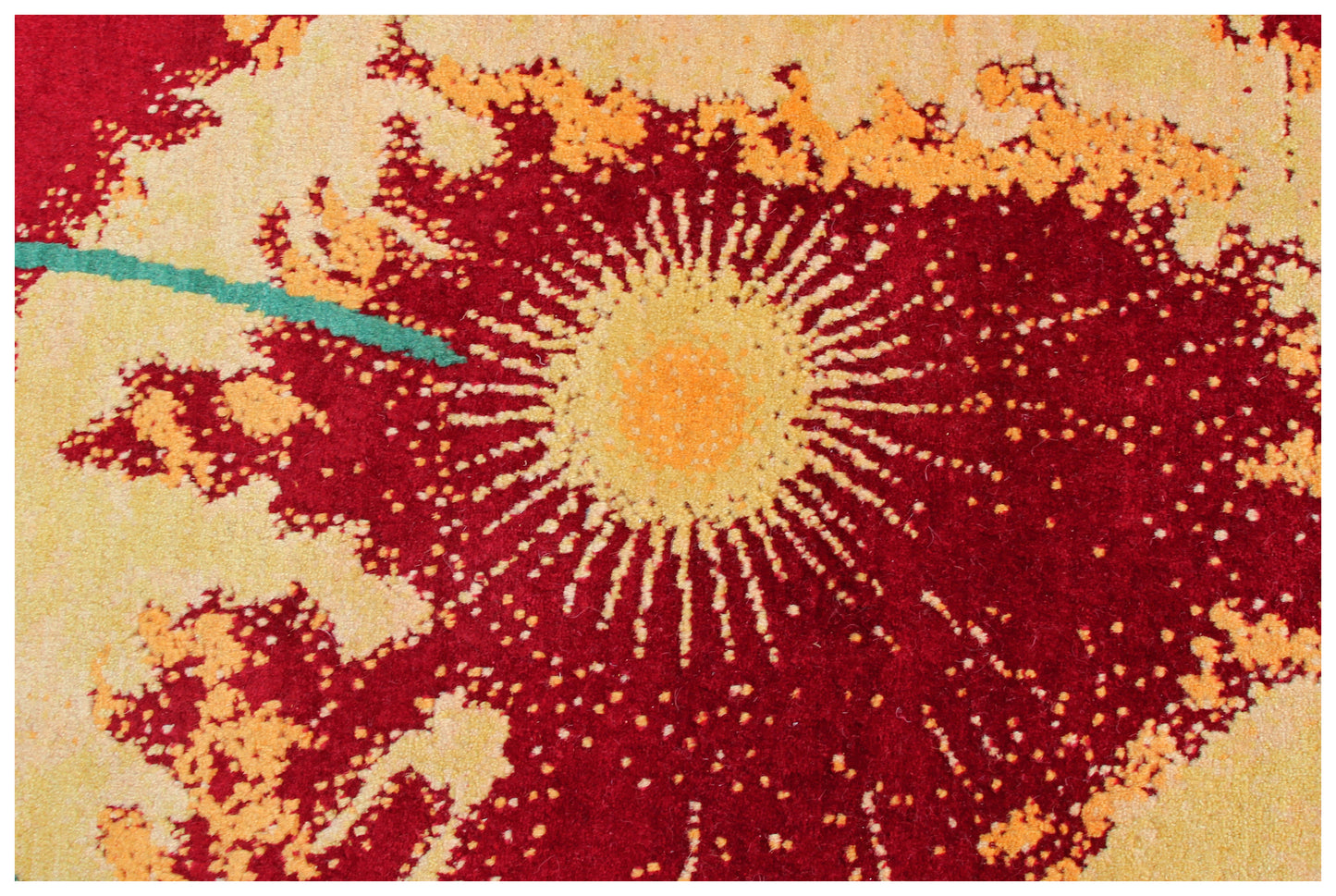 Red Beige Floral 5.6x8 Modern Abstract Hand Knotted Area Rug