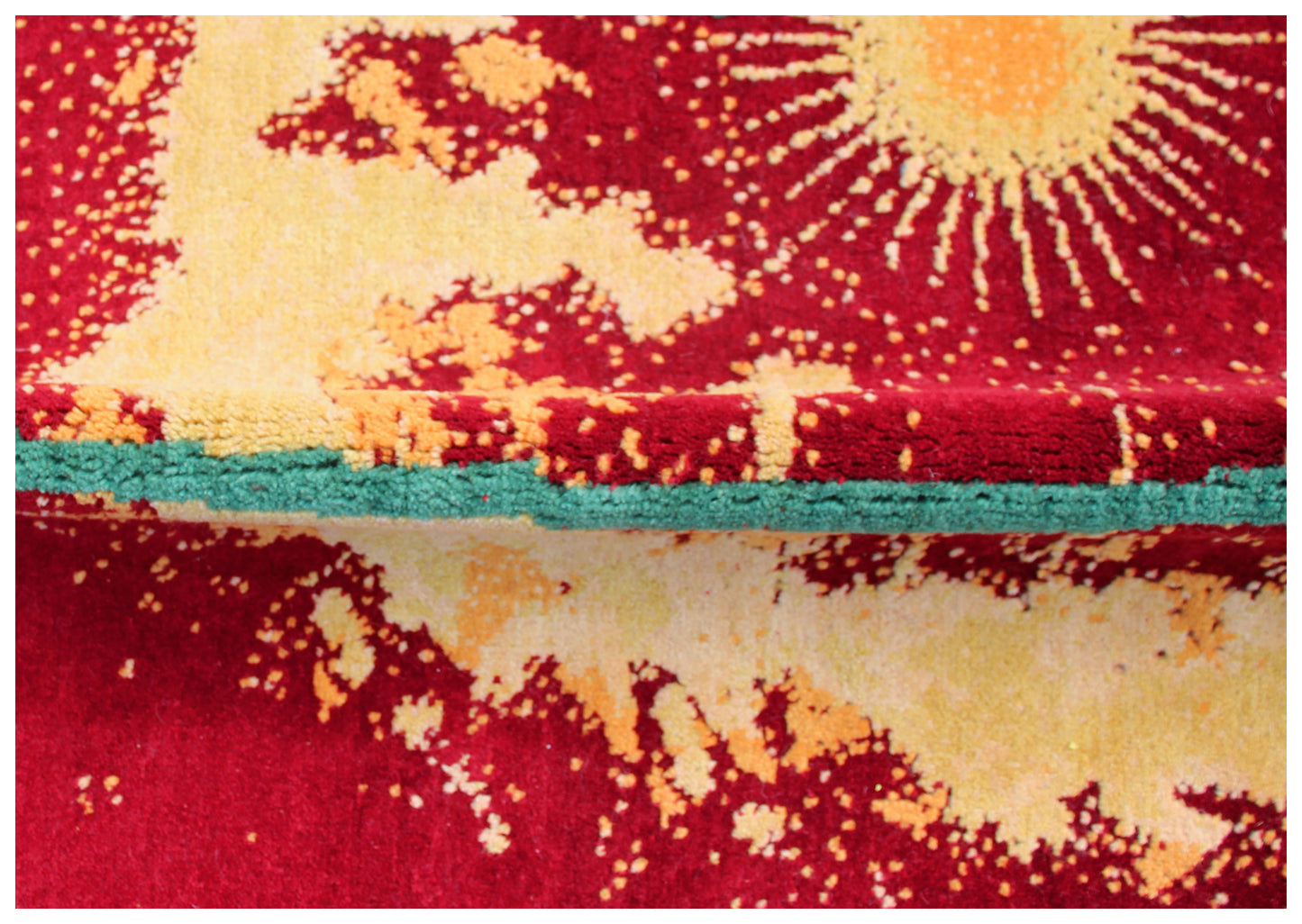 Red Beige Floral 5.6x8 Modern Abstract Hand Knotted Area Rug