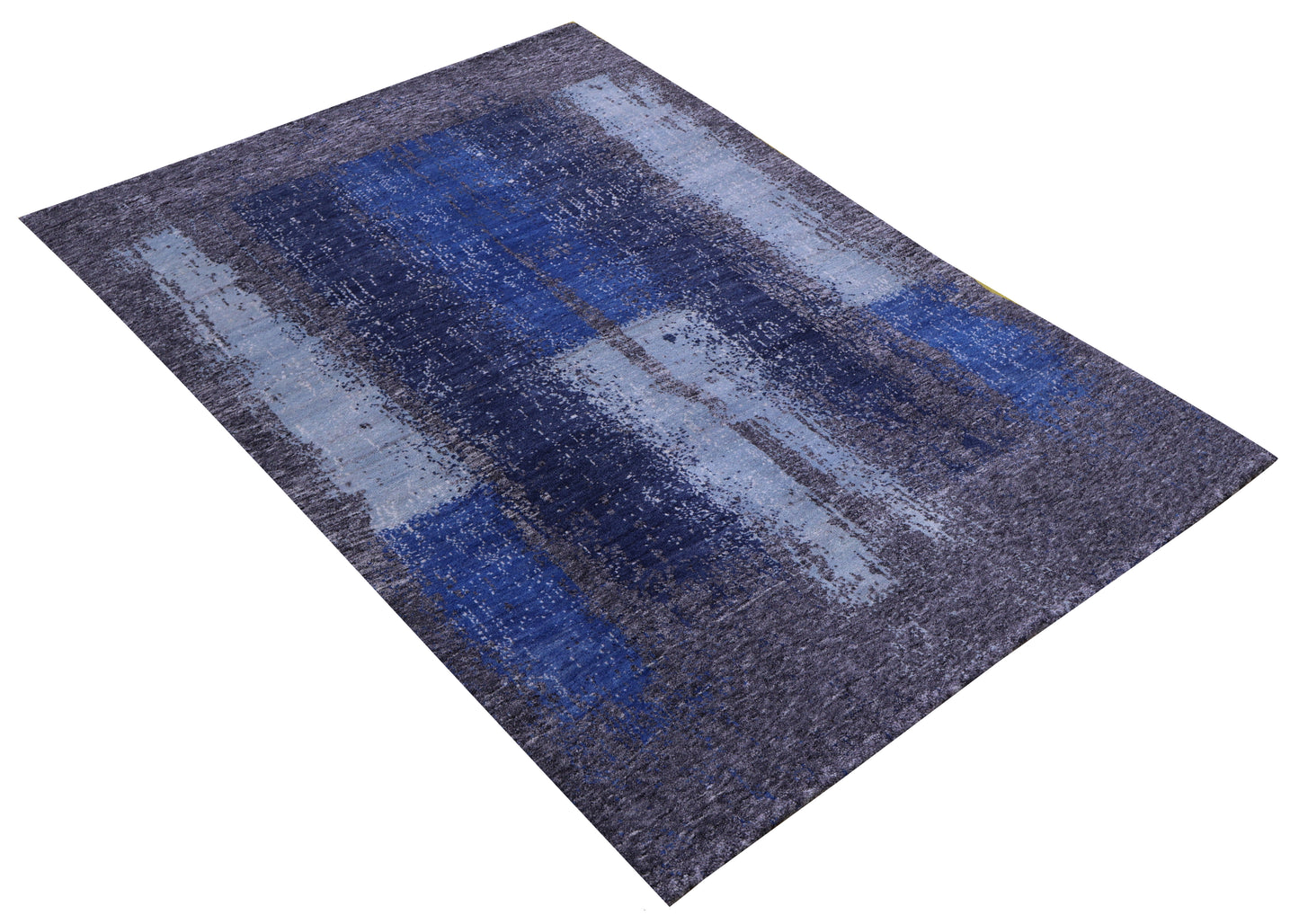 Dark Grey Modern Abstract Colour Block Hand Knotted Wool Contemporary 4x6 Area Rug