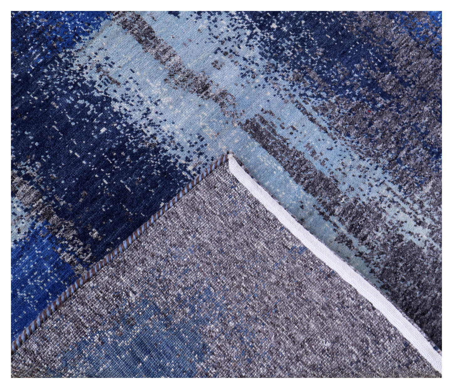 Dark Grey Modern Abstract Colour Block Hand Knotted Wool Contemporary 4x6 Area Rug