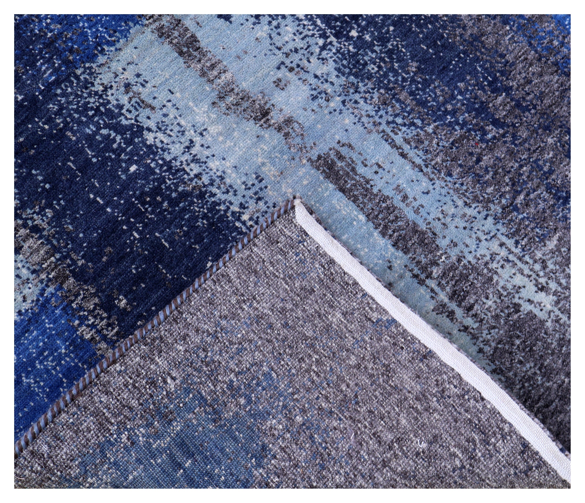 Dark Grey Modern Abstract Colour Block Hand Knotted Wool Contemporary 4x6 Area Rug