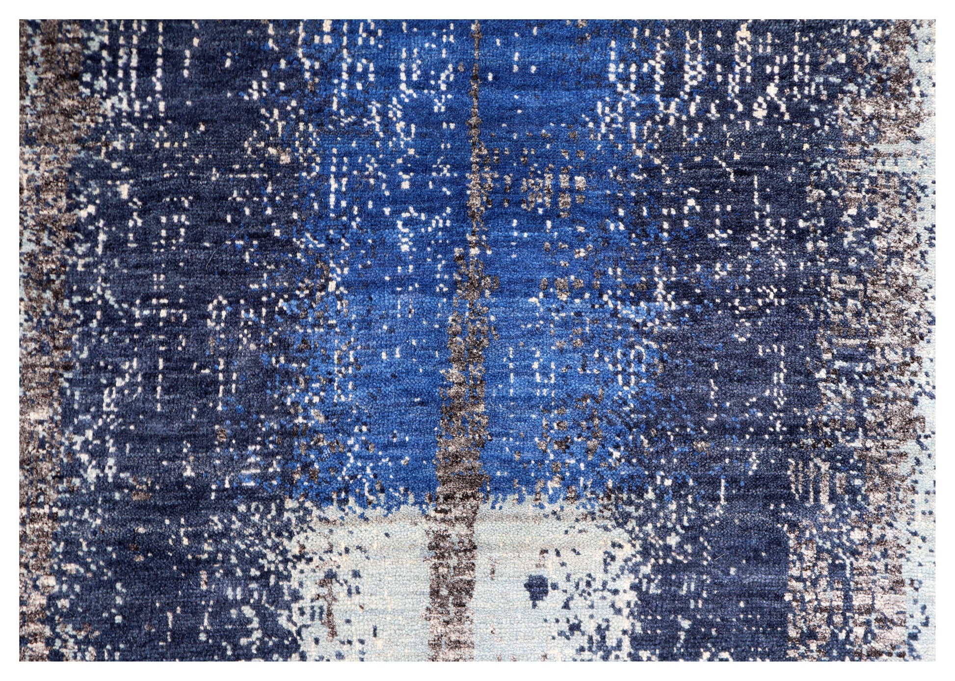Dark Grey Modern Abstract Colour Block Hand Knotted Wool Contemporary 4x6 Area Rug