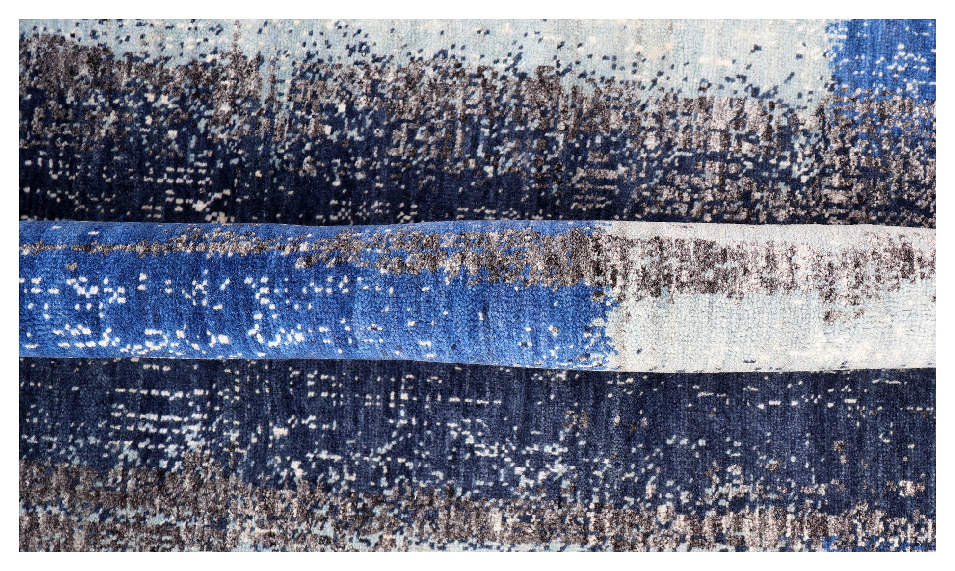 Dark Grey Modern Abstract Colour Block Hand Knotted Wool Contemporary 4x6 Area Rug