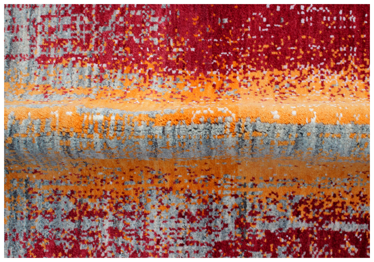 Grey Red Modern Abstract 5.6x8 Area Rug - Hand Knotted