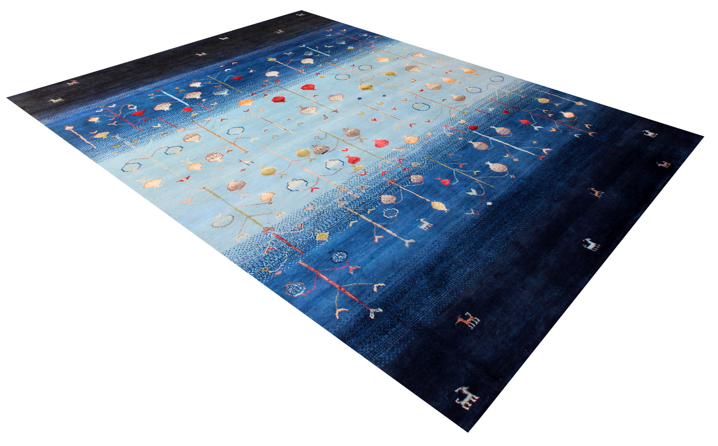 Blue Ombre Tree of Life Garden Hand Knotted 5.6x8 Vibrant Color Area Rug