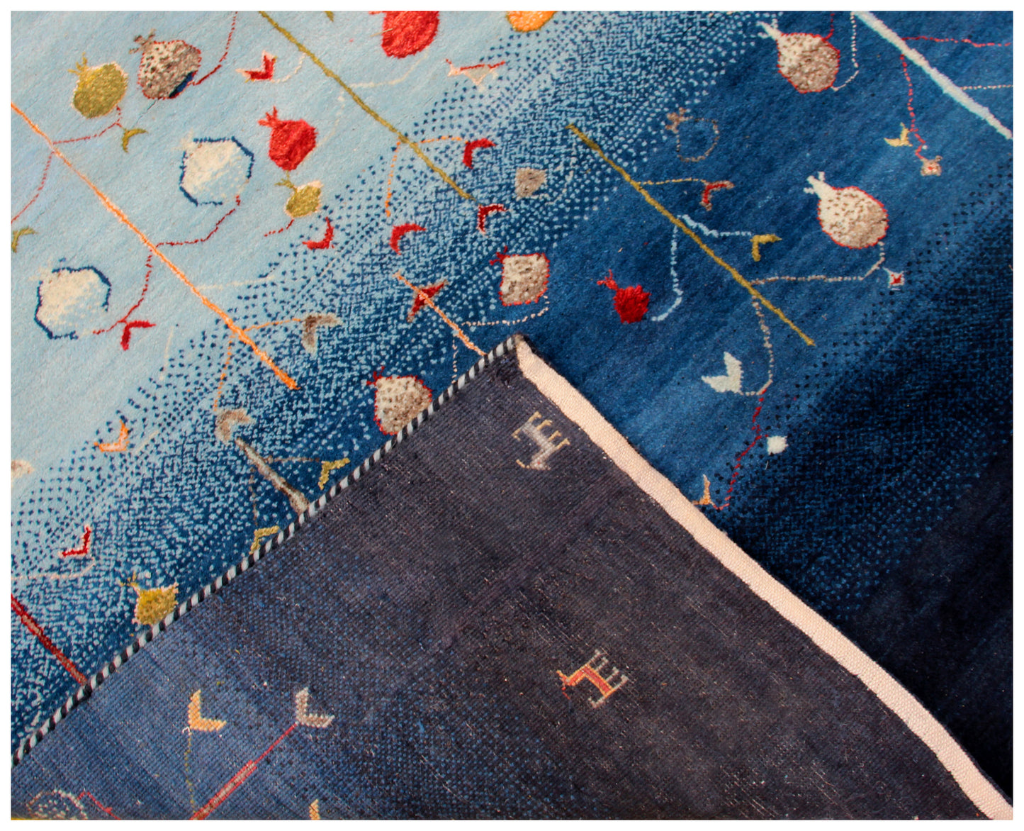 Blue Ombre Tree of Life Garden Hand Knotted 5.6x8 Vibrant Color Area Rug