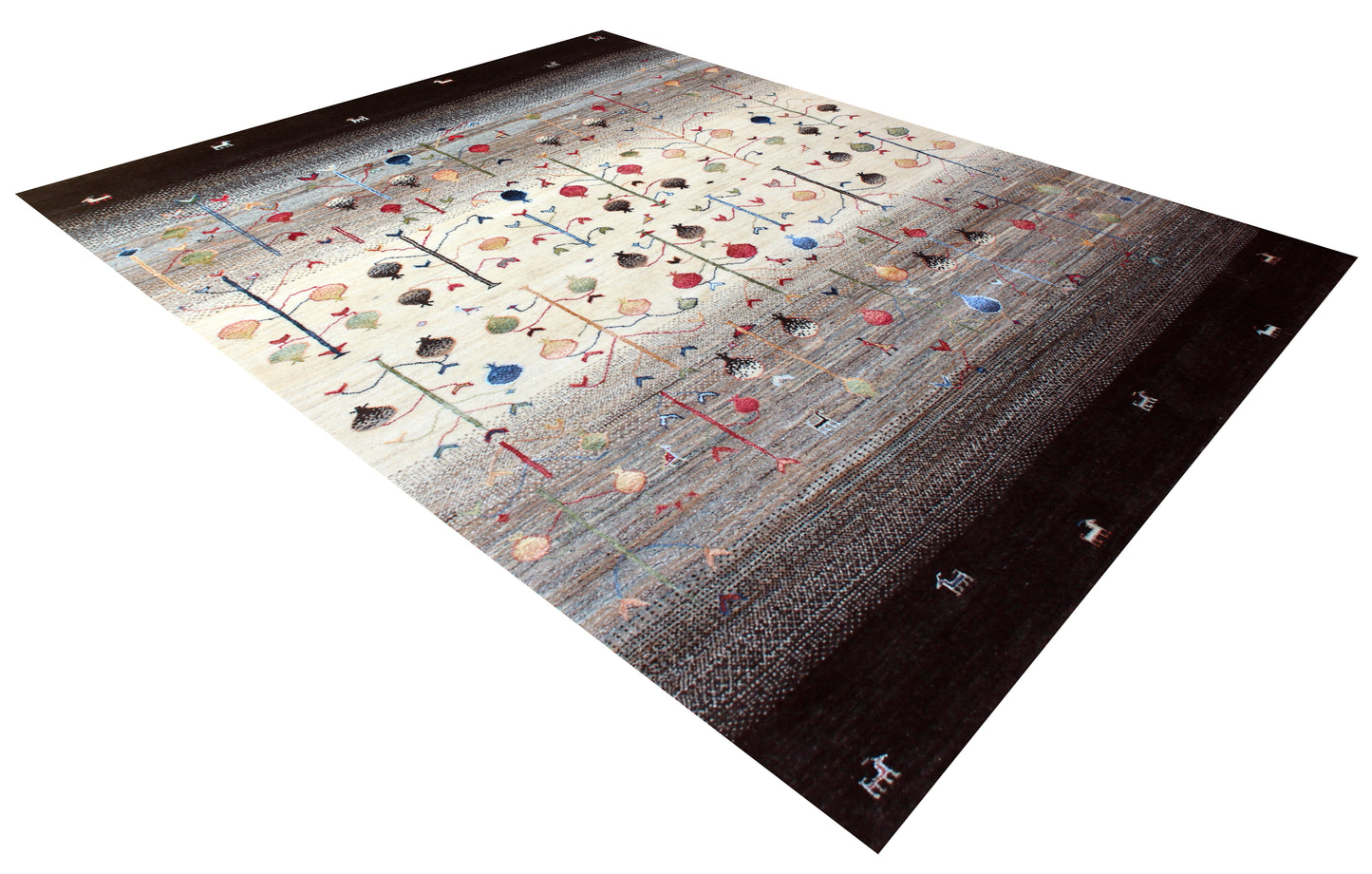 Ivory Vibrant Color Tree of Life Garden 5.6x8 Hand Knotted Gabbeh Area Rug