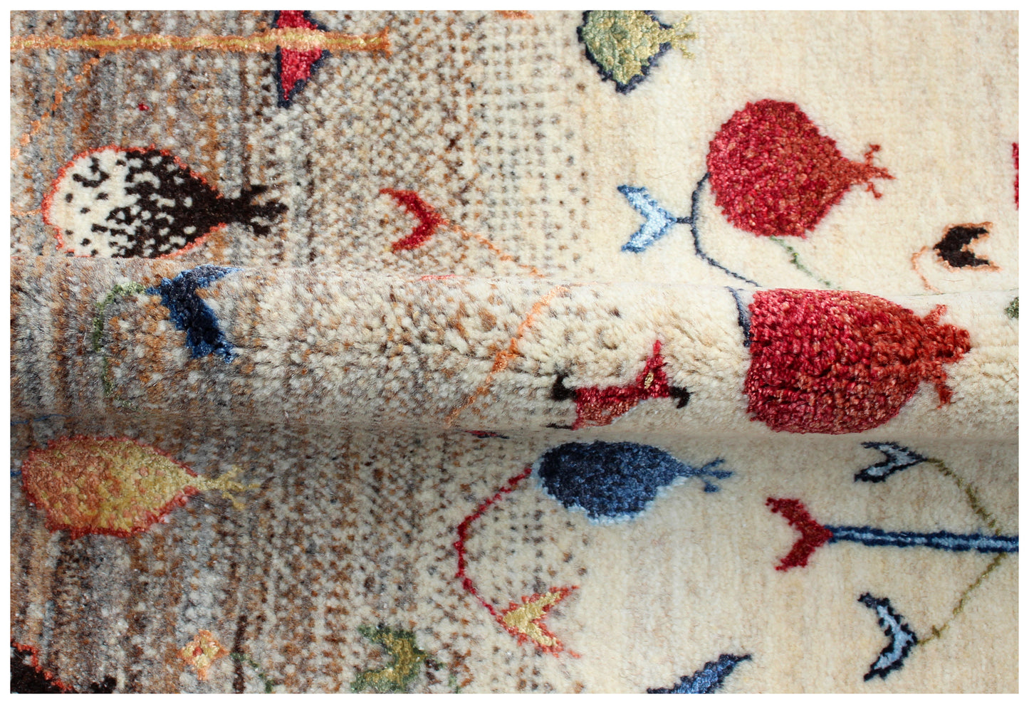Ivory Vibrant Color Tree of Life Garden 5.6x8 Hand Knotted Gabbeh Area Rug