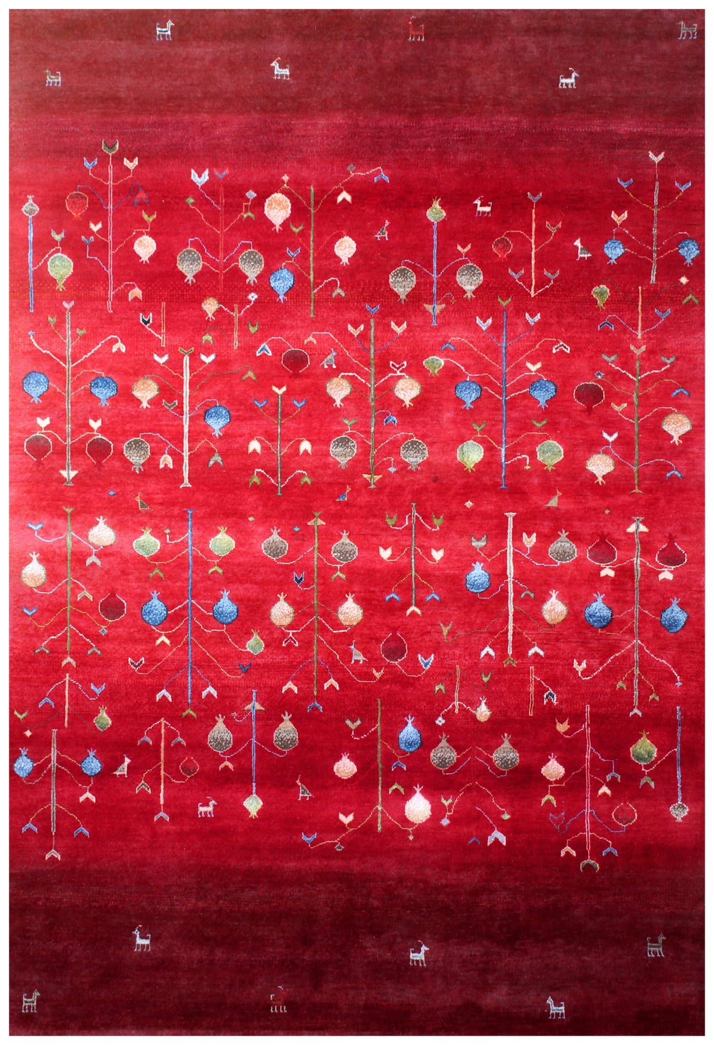 Tree of Life Garden Hand Knotted Red Vibrant Color 5.6x8 Area Rug